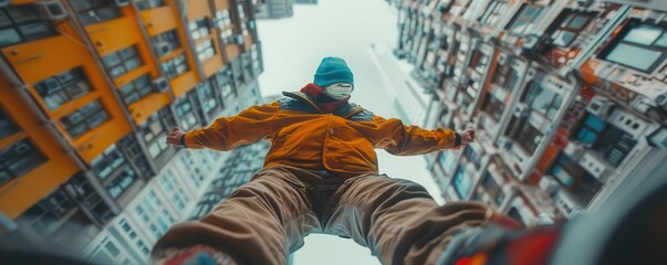 Urban Adventure Activities Guide, dynamic action, vibrant colors, cityscapes, photography