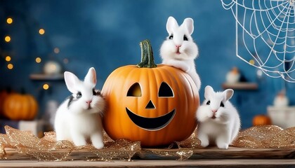 easter bunny with a pumpkin