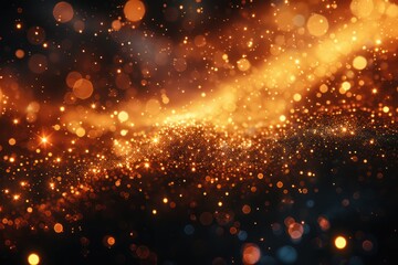 Fototapeta premium Festive Golden Fireworks Display with Bokeh on Black Background for Christmas and New Year Celebration