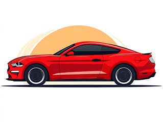 Obraz premium Sleek Red Sports Car in Sunset Silhouette Showcasing Modern Design and Performance