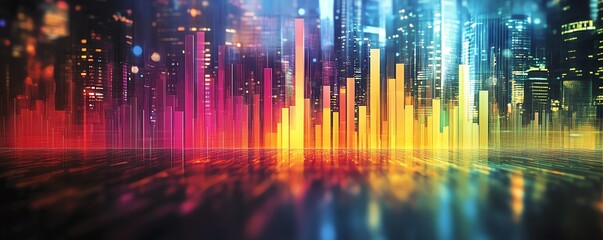 Obraz premium Vivid bar charts displaying colorful stock market dynamics, fluctuating investment values, compelling financial graphics