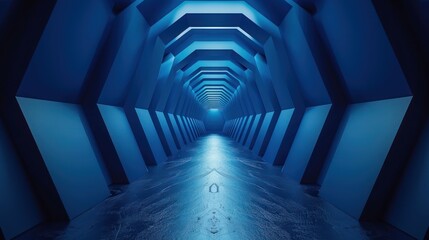 Blue Geometric Vertical Animation Background - 3D Rendered Seamless Loop