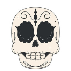 Skull with decorative pattern and hollow eyes in black and white, Vector