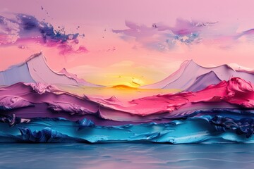 Fototapeta premium Colorful Swirls of Purple and Pink Marbled Ink on Abstract Painted Texture Background - Banner or Painting