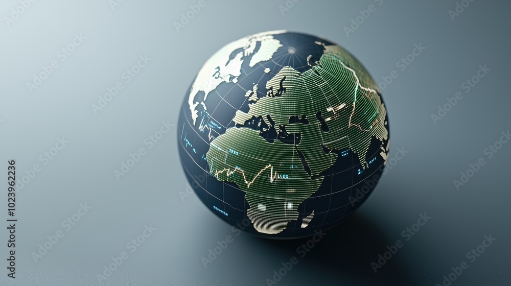 Aufkleber globe with a green surface and a blue background. the globe is a representation of the earth and is 