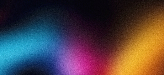 Vibrant grainy gradient background, dark noise texture retro poster banner design, purple blue magenta red orange yellow black abstract backdrop