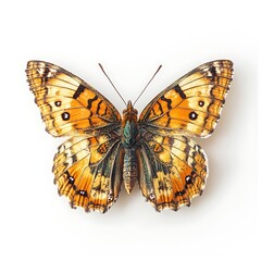 Obraz premium A vibrant butterfly with orange and black patterns, showcasing its intricate wing structure.