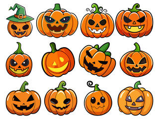 Halloween pumpkin collection set, Ghost, Happy 