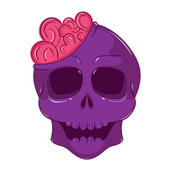 Skull with exposed brain illustration Vector