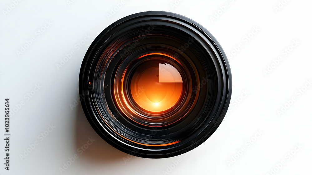 Poster 3d vintage camera lens border - modern aperture mechanism creating innovation icon with white conten