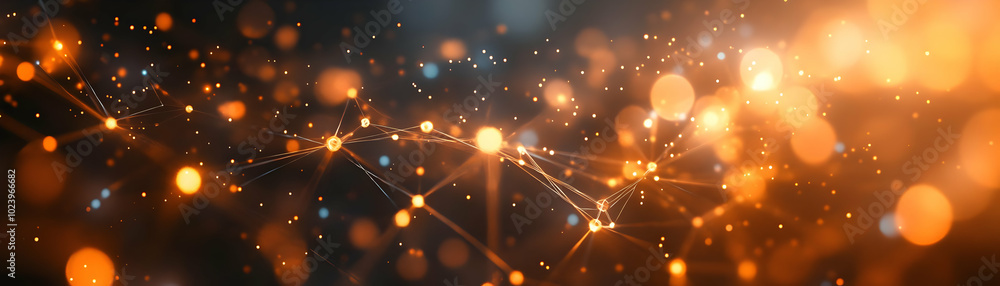 Aufkleber soft focus glowing nodes network concept - abstract business network with light beams in medium shot