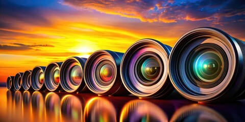 A vibrant array of camera lenses commemorates World Photography Day, showcasing innovative tools that inspire creativity and celebrate the art of photography.