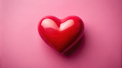 Obraz premium A bold red heart set against a gentle pink backdrop, perfect for romantic designs and visuals that celebrate love and affection in a captivating way.
