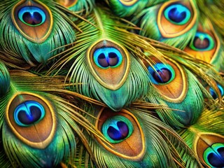Fototapeta premium Abstract Bright Peacock Feather Background for Vibrant Textured Art