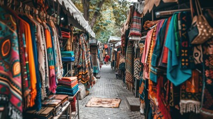 Fototapeta premium Eco-Friendly Souvenirs: Support local artisans by purchasing handmade goods crafted from sustainable materials in shops dedicated to eco-friendly practices. 