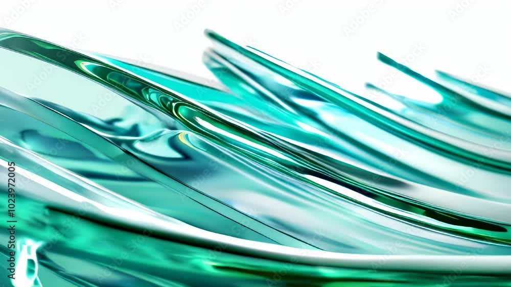 Poster smooth waves of blue and green glass creating a calming abstract pattern.