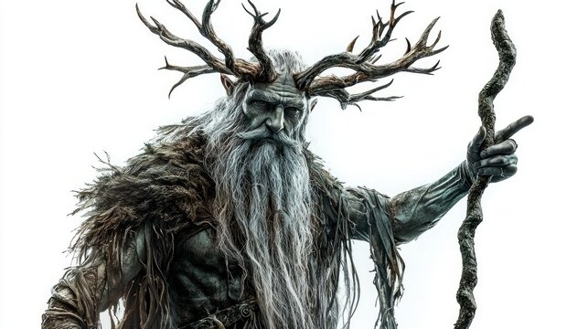 This artwork features Chernobog the Slavic deity symbolizing darkness depicted with intricate details including antlers and a staff emphasizing his mythical presence.