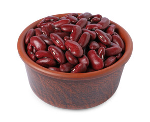 Dried red beans in bowl isolated on white