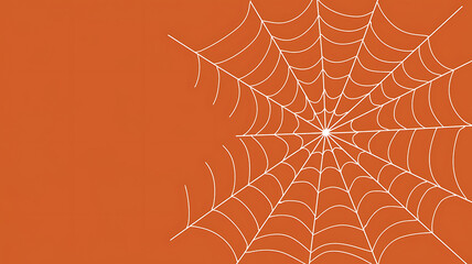 White spiderweb on orange background, Halloween spooky design. 

