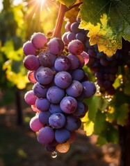 Obraz premium Ripe grapes hanging on vine