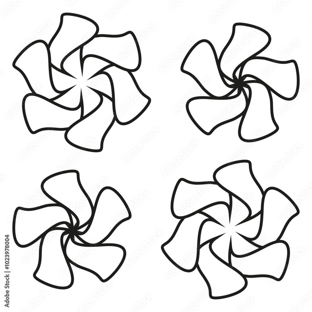 Poster abstract swirl icon. curved shapes vector. spiral design symbol. rotating pattern outline.