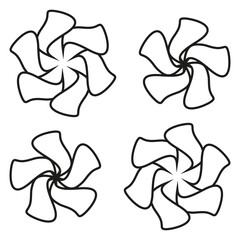 Abstract swirl icon. Curved shapes vector. Spiral design symbol. Rotating pattern outline.