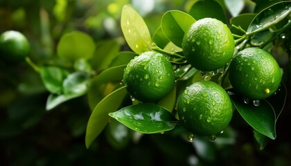 Limes hanging from a tree