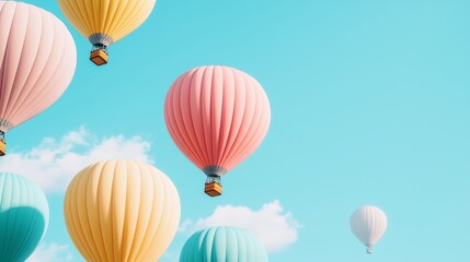 Colorful Hot Air Balloons in a Blue Sky