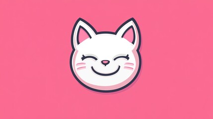 Fototapeta premium Adorable Smiling Cat Logo Design