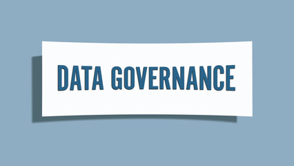 Data governance. A card isolated on blue background.