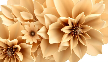 Highly detailed beige abstract floral vector design isolated with white highlights, png