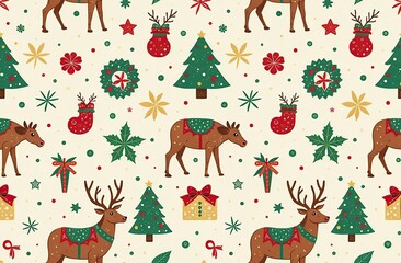 Naklejka premium Seamless pattern of Christmas images 