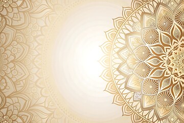 Golden ornate lanterns, intricate mandala pattern, elegant Arabic design, cream background