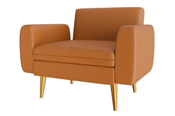 yellow leather sofa modern furniture The sofa is separated from the background. 3D illustration renderer-clipping path