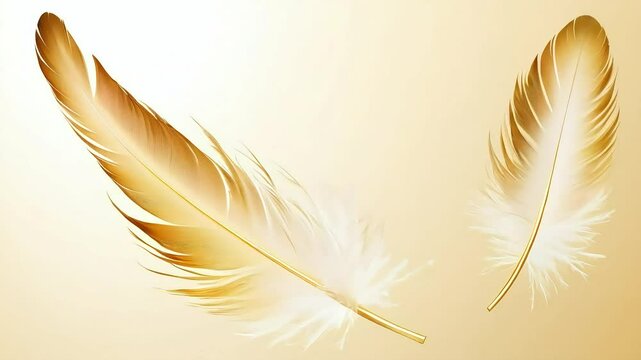 white feather on gold background