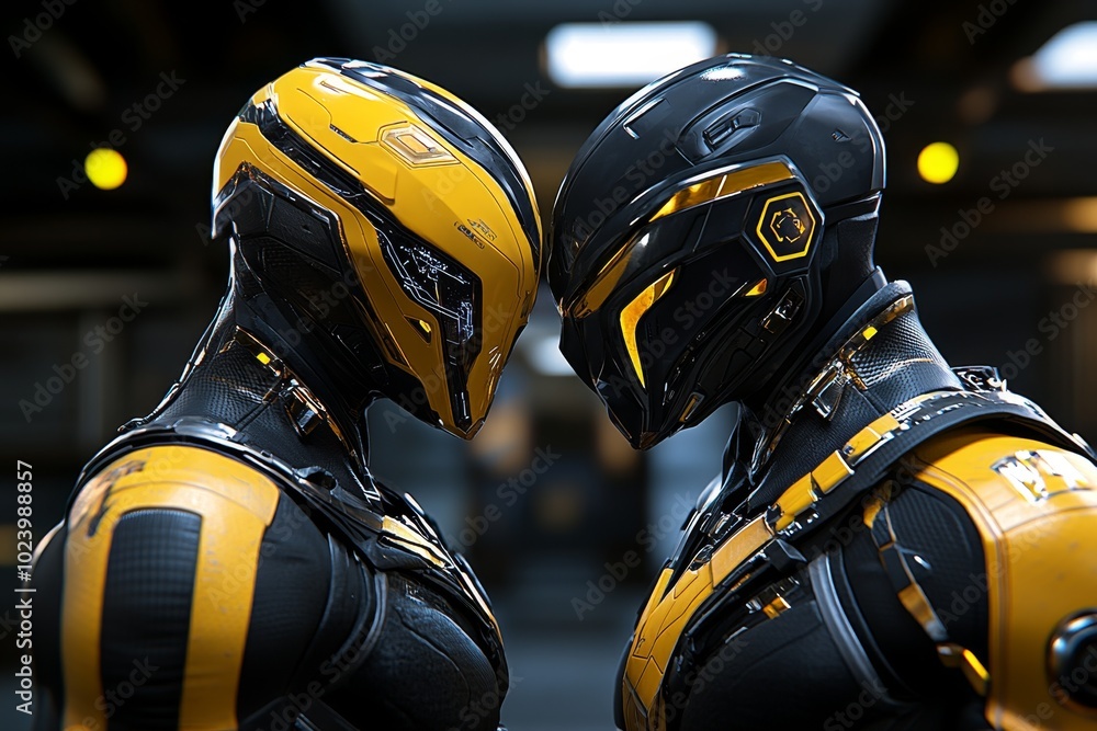 Poster A futuristic world where humans and AI work together for the greater good, living in perfect harmony and representing a technological take on eudaimonia