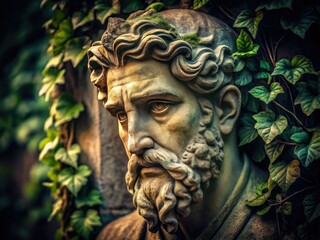 Ancient Philosopher Sculpture in Vintage Style | Monuments and History Photography