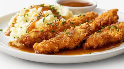 Crispy Fried Chicken with Mashed Potatoes and Gravy