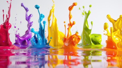Vibrant Paint Splashes Create Colorful Scene