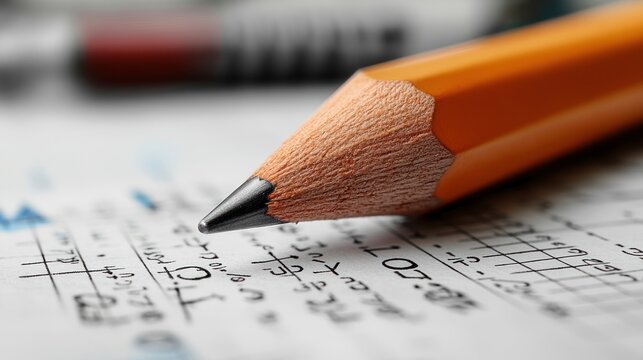 yellow pencil and Graphical representation of mathematical functions