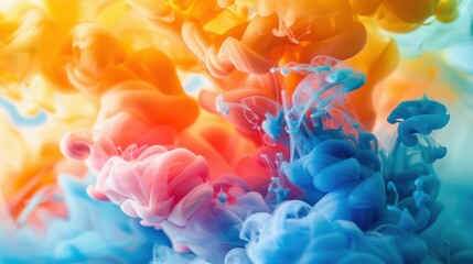 Fototapeta premium Colorful Ink Swirls in Water Abstract Background