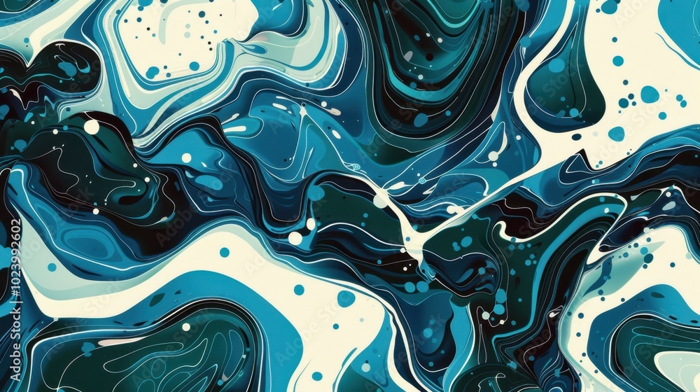 Canvas Prints Abstract Blue and Green Marble Swirl Background