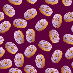 Seamless pattern with donut. Vector illustration.