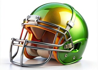 Naklejka premium This isolated football helmet, showcasing high quality against a white background, represents key concepts of sports equipment safety and protection for athletes in competitive environments.