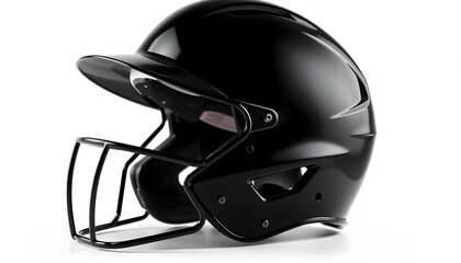 One black baseball helmet isolated on white isolated with white highlights, png