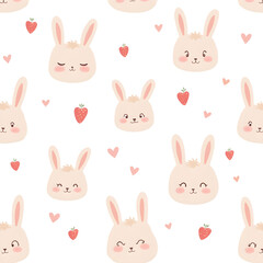Fototapeta premium seamless pattern with rabbits face background. Generative ai