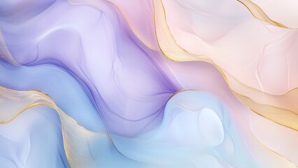 Fototapeta premium Abstract Serenity: Light Blue, Lavender, and Pink with Gold Accents