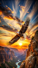 eagle in the sunset