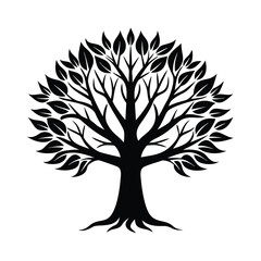 Fototapeta premium A high-quality black tree vector illustration, perfect for digital products, printable designs, logos, and creative projects. Downloadable in editable formats for easy customization.