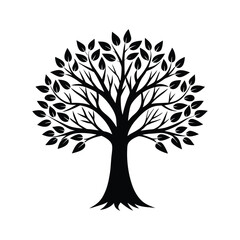 Stylish black vector illustration of a tree, perfect for eco-friendly designs.